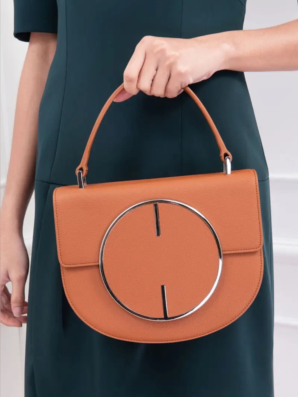 Cult Gaia Brown Leather Vos Handbag Crossbody - Picture 2 of 10